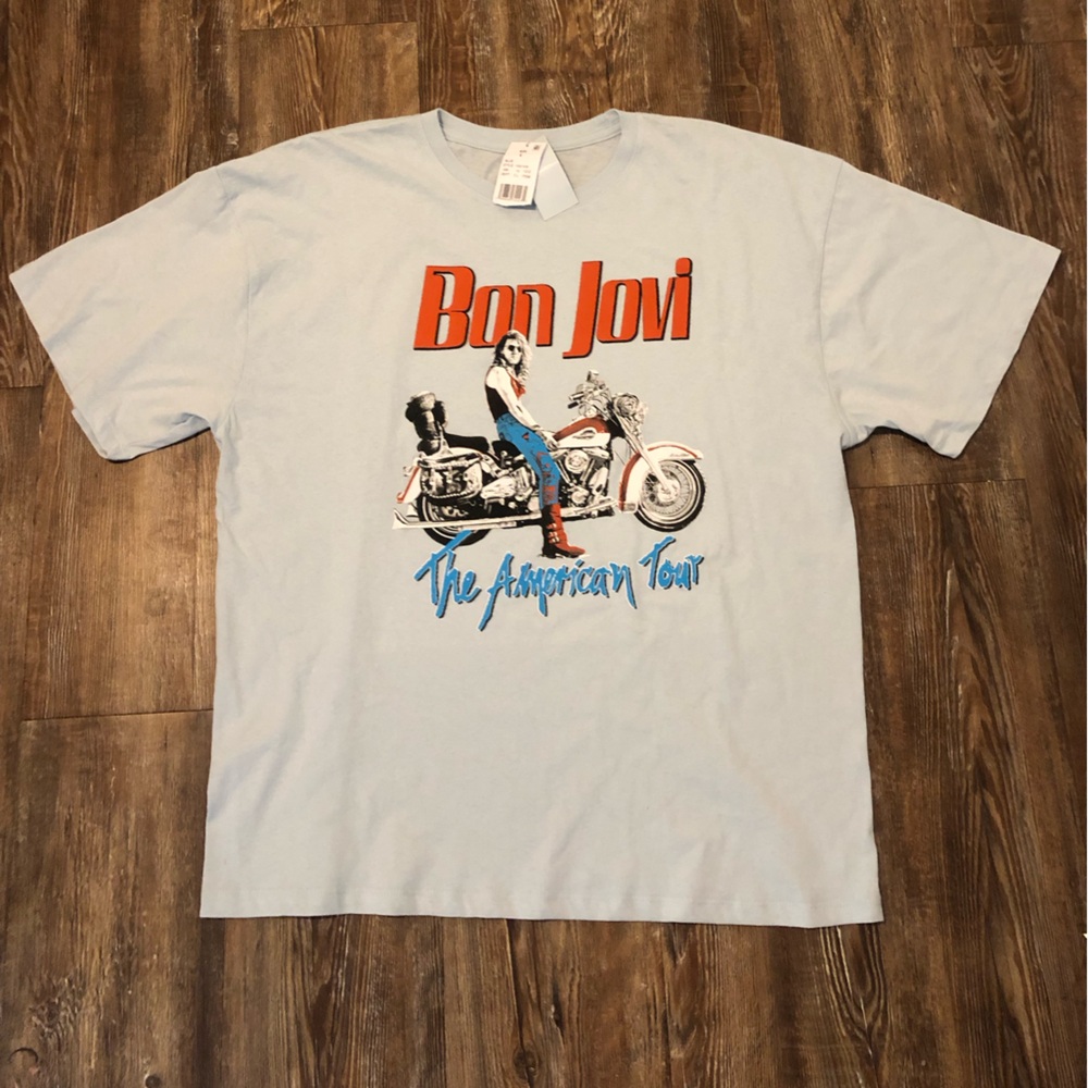 Bon Jovi The American Tour Graphic Tee - Light Blue size L